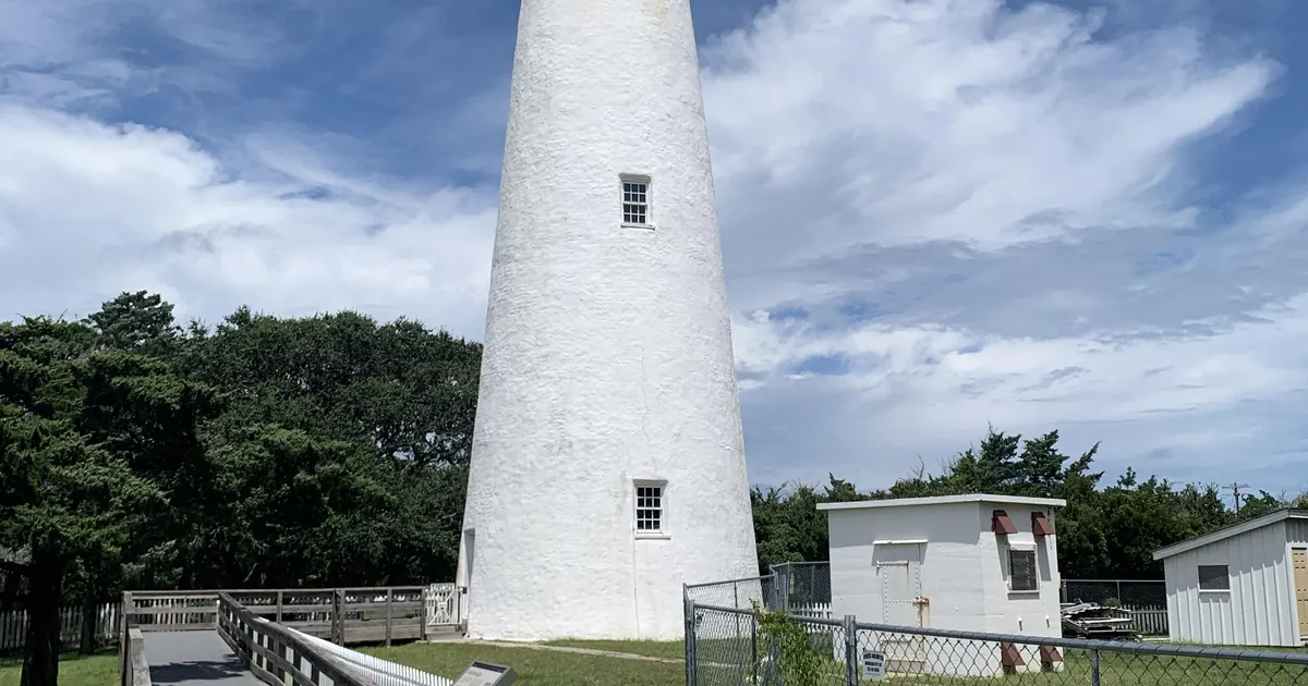 The Ocracoke Island lighthouse in Ocracoke, North Carolina, photographed on 12 August 2025.