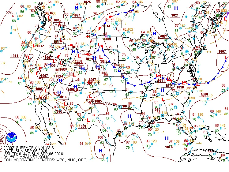 Surface analysis at 8 PM EDT September 5