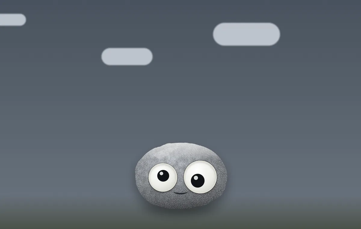 The weather rock under a flat grey overcast sky.