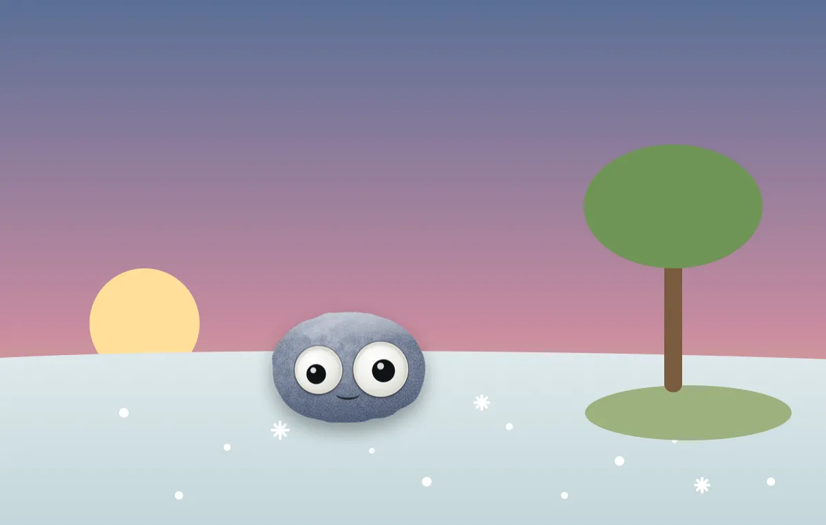 The weather rock on a frosty lawn at sunrise, the grass around it white and sparkling while the rock itself stays bare.