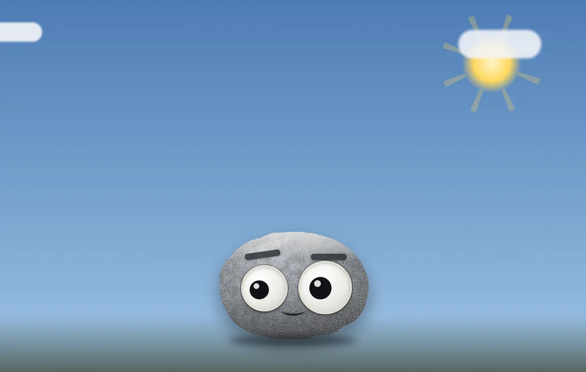 The weather rock under a partly cloudy sky with sun and clouds sharing the day.