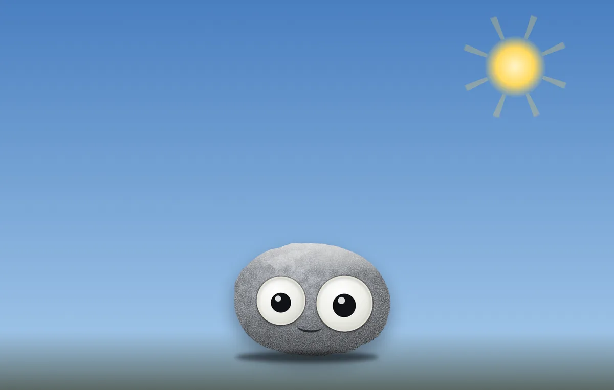 The weather rock outside under a windy sky, waiting to be looked at.